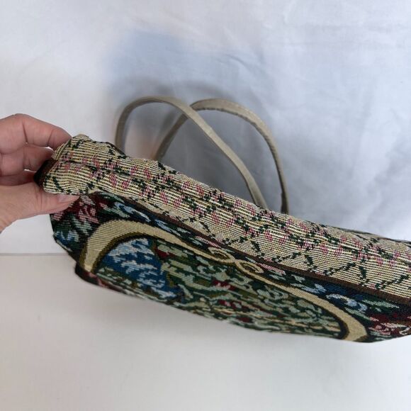 Tapestry Tote Bag Lightweight Top Zip Thin Boho Country Cottage Square - Picture 4 of 9